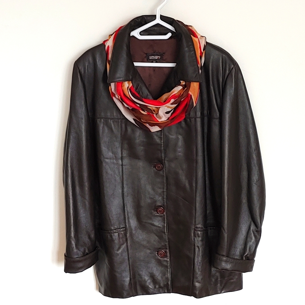 COPY - Vintage Brown Leather Coat Size 12 Women